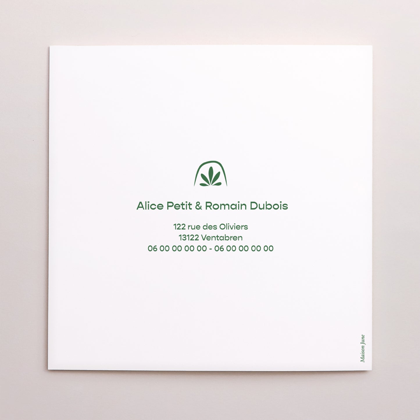 Faire-part Mariage Carré double volet Noces Botaniques photo N° 3