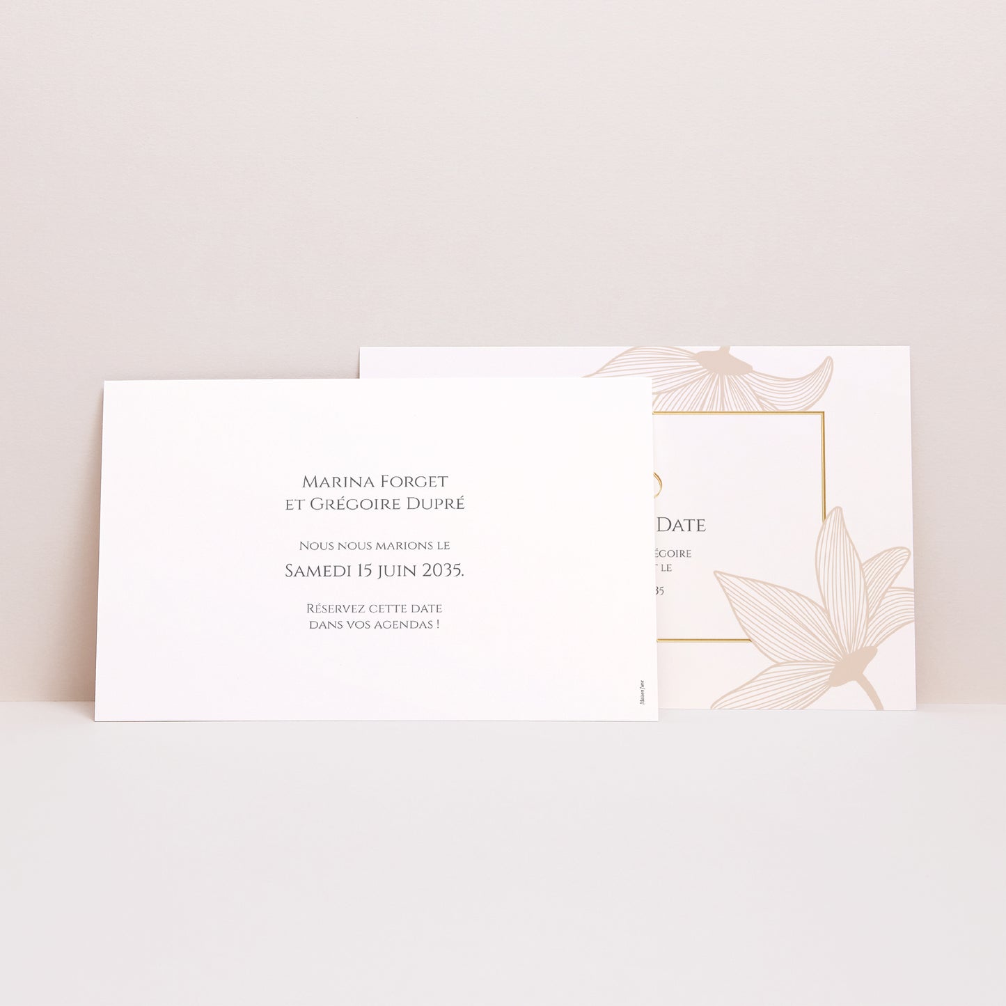 Save the date Mariage Paysage Fleurs d'Élégance Doré photo N° 2