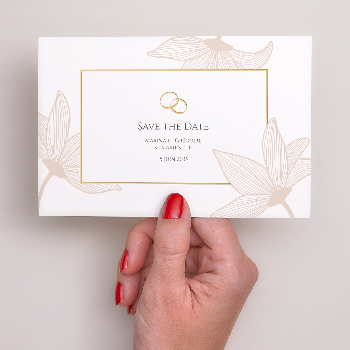 Save the date Mariage Paysage Fleurs d'Élégance Doré photo N° 3