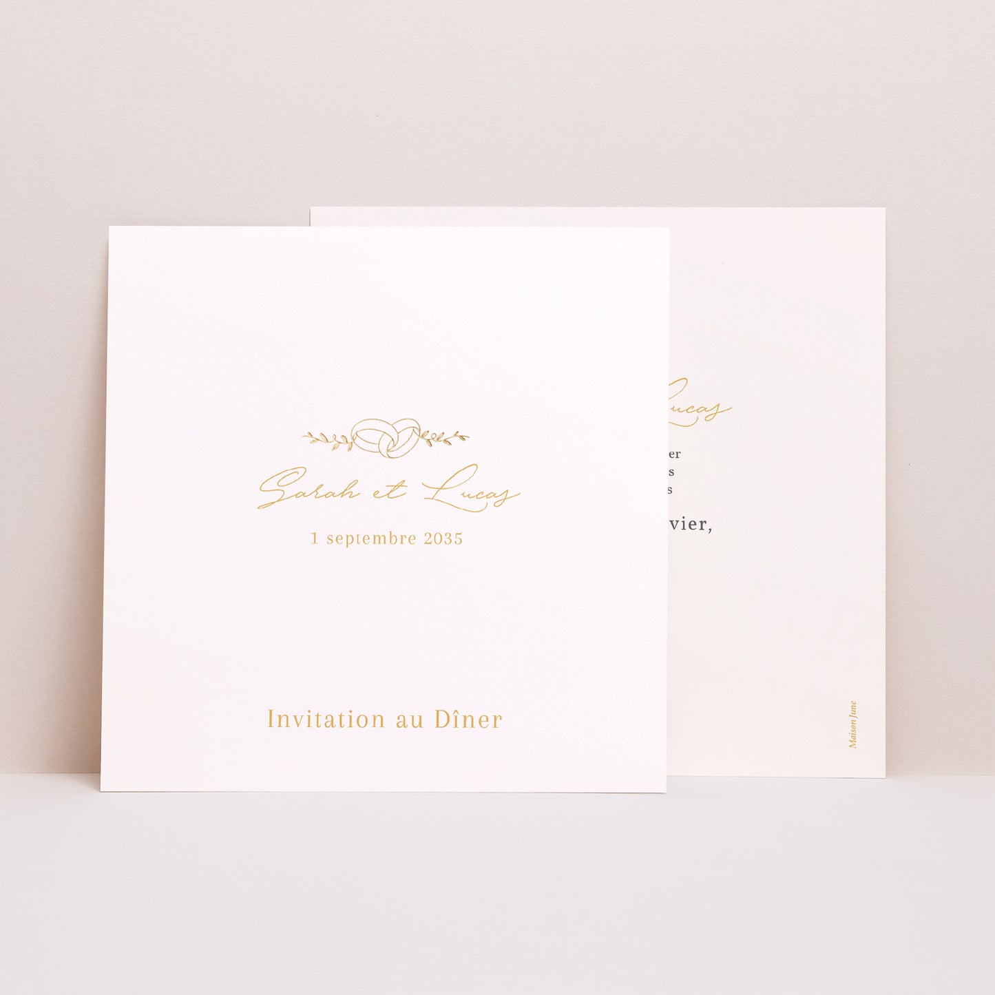 Invitations Mariage Simple carré Alliances d'Amour photo N° 1