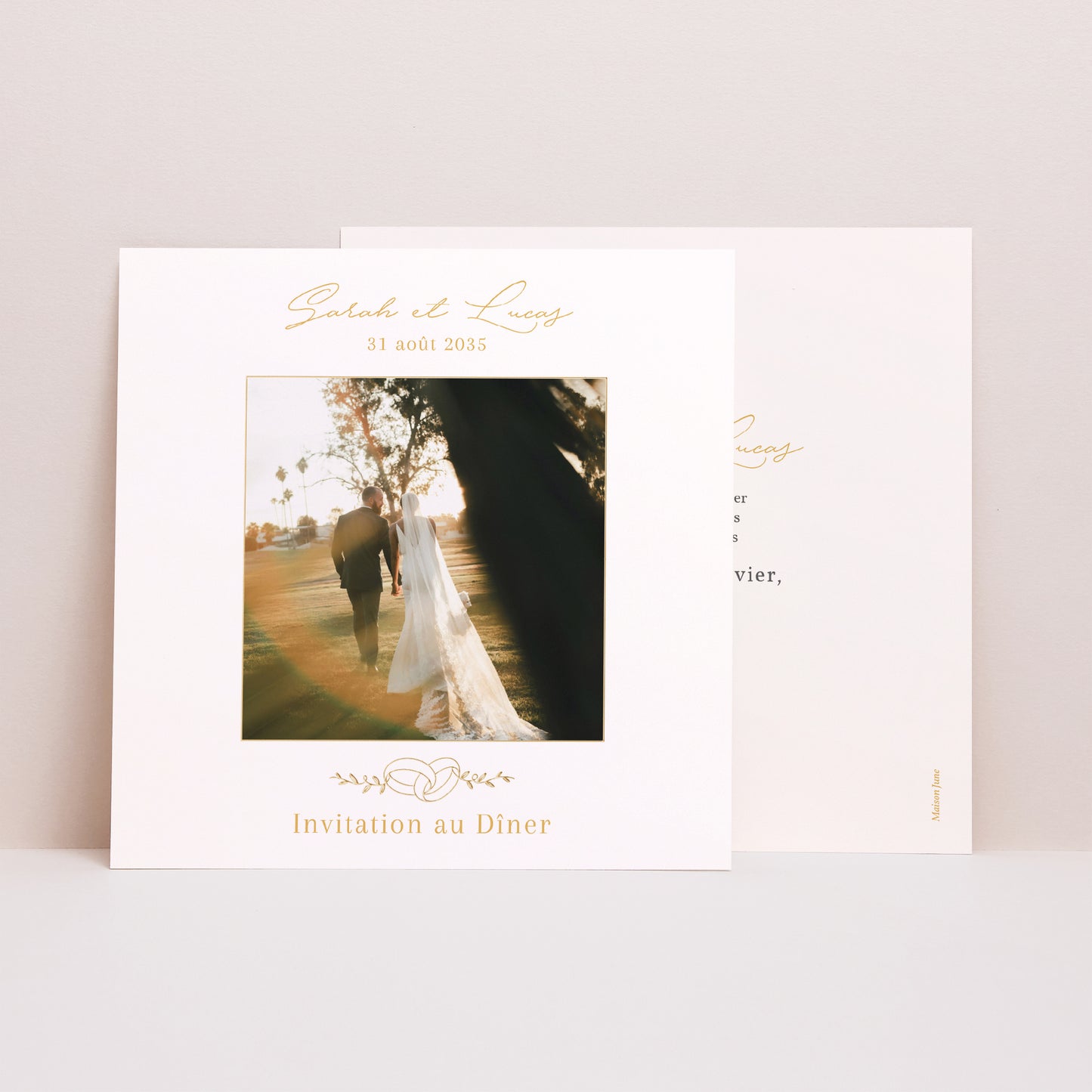 Invitations Mariage Simple carré Alliances d'Amour II photo N° 1
