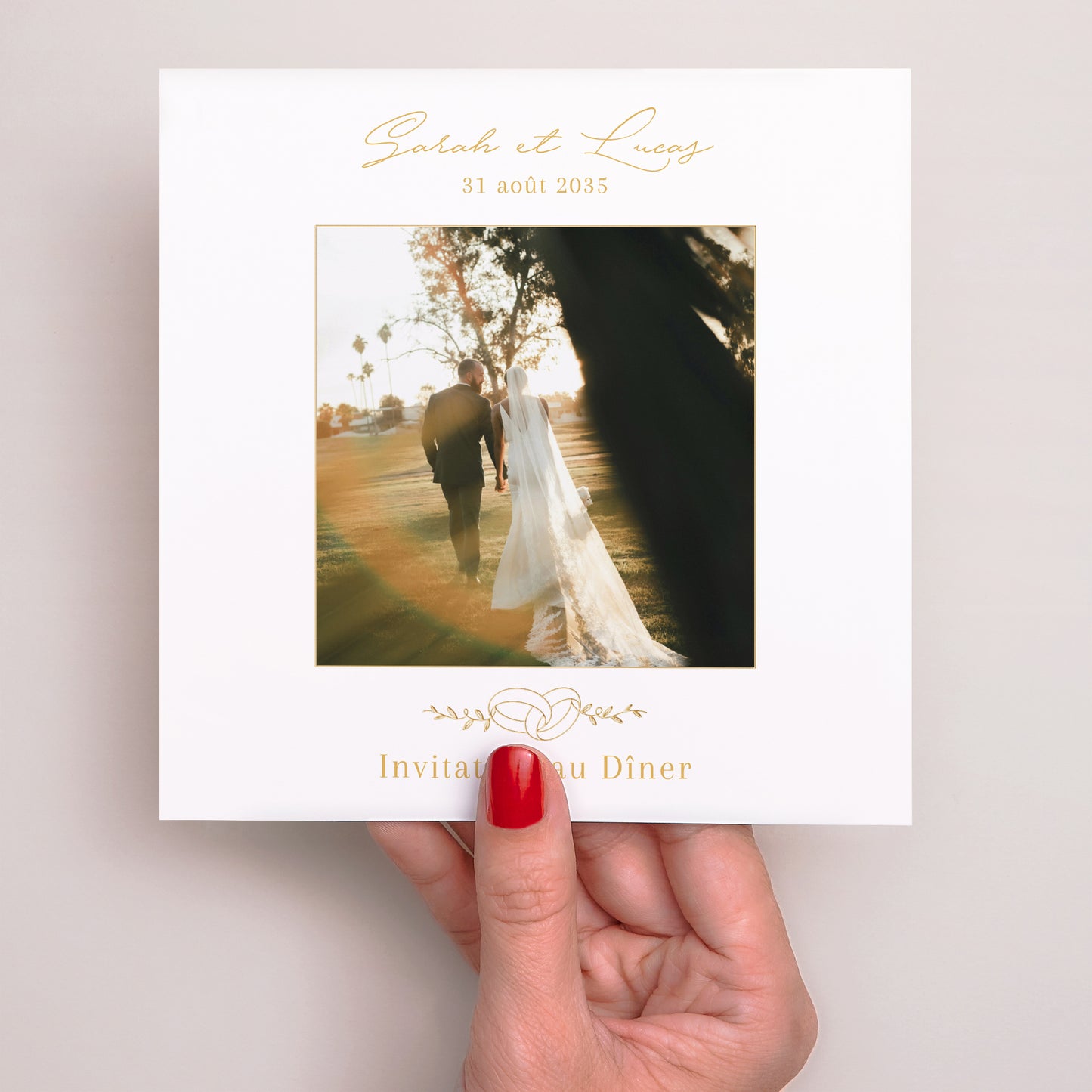 Invitations Mariage Simple carré Alliances d'Amour II photo N° 2