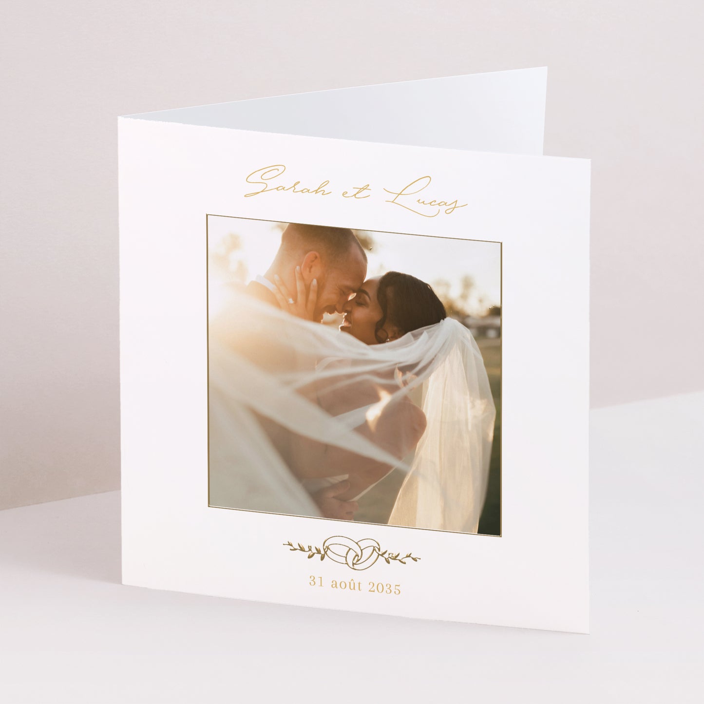Faire-part Mariage Carré double volet Alliances d'Amour II photo N° 1