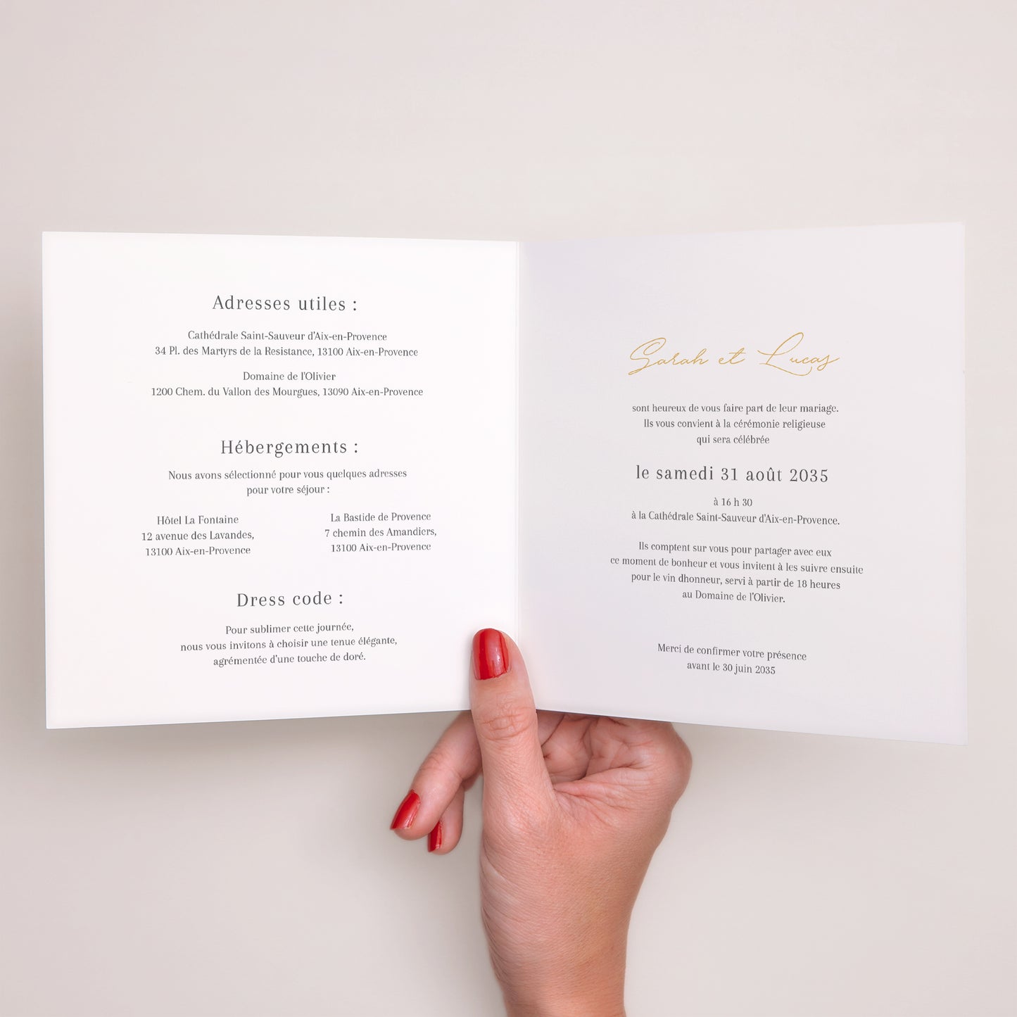 Faire-part Mariage Carré double volet Alliances d'Amour II photo N° 2