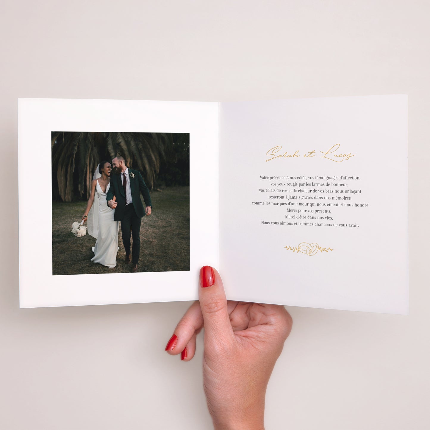 Remerciements Mariage Carré double volet Alliances d'Amour II photo N° 2