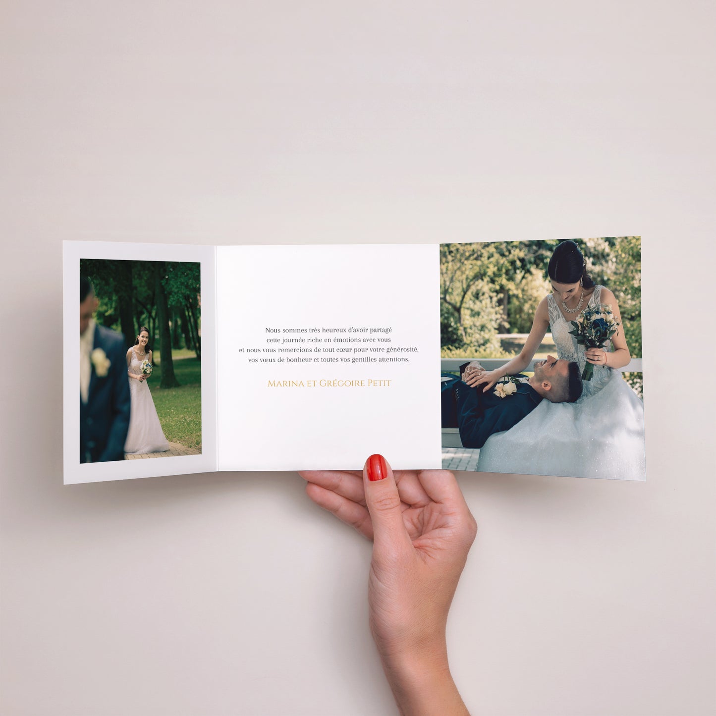 Remerciements Mariage Triptyque asymétrique Au Fil de Nos Vœux photo N° 2
