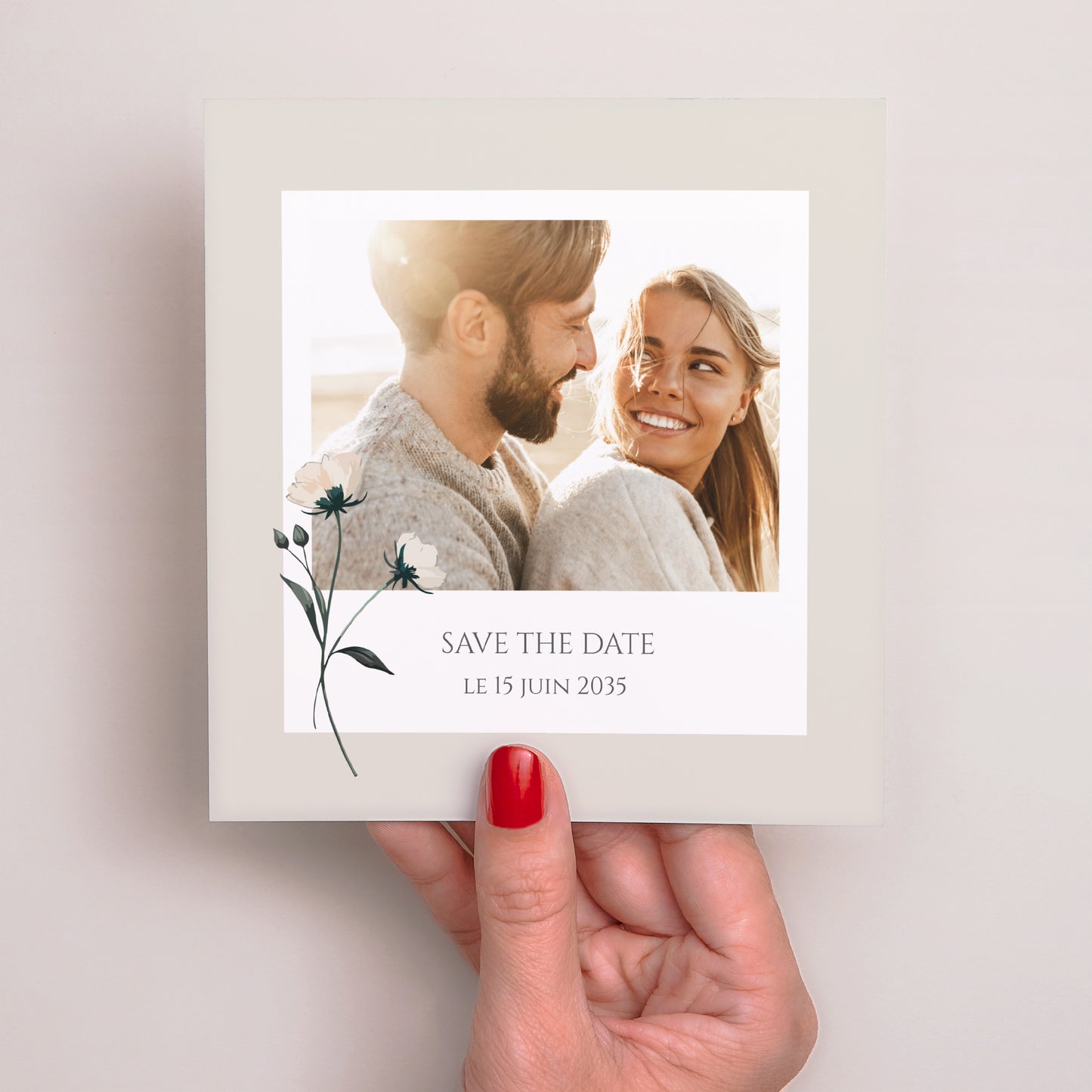 Save the date Mariage Carré Douces Fleurs photo N° 2