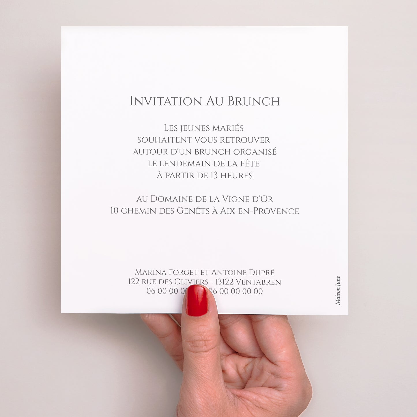 Invitations Mariage Simple carré Douces Fleurs photo N° 3