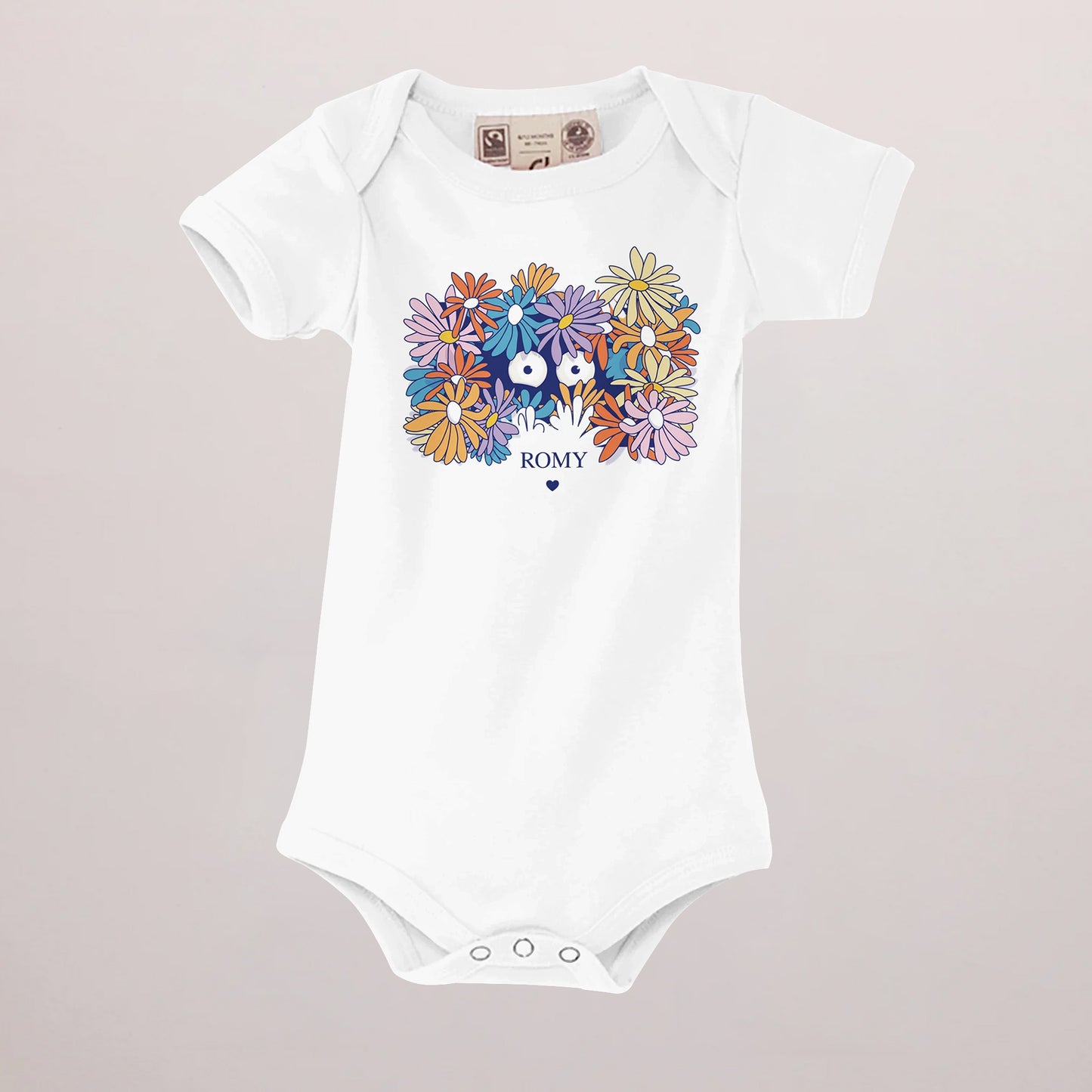Body personnalisé blanc recto Goûter fleuri photo N° 1