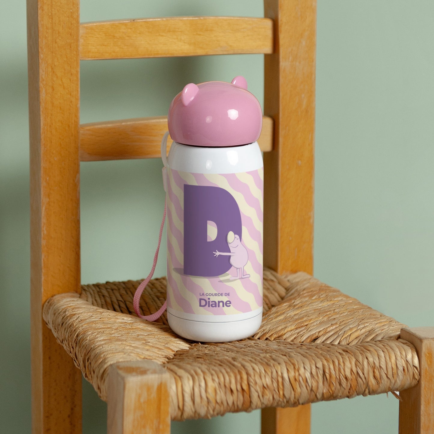 Gourde enfant Rose, 32 cl Mon initial d'amour rose photo N° 3