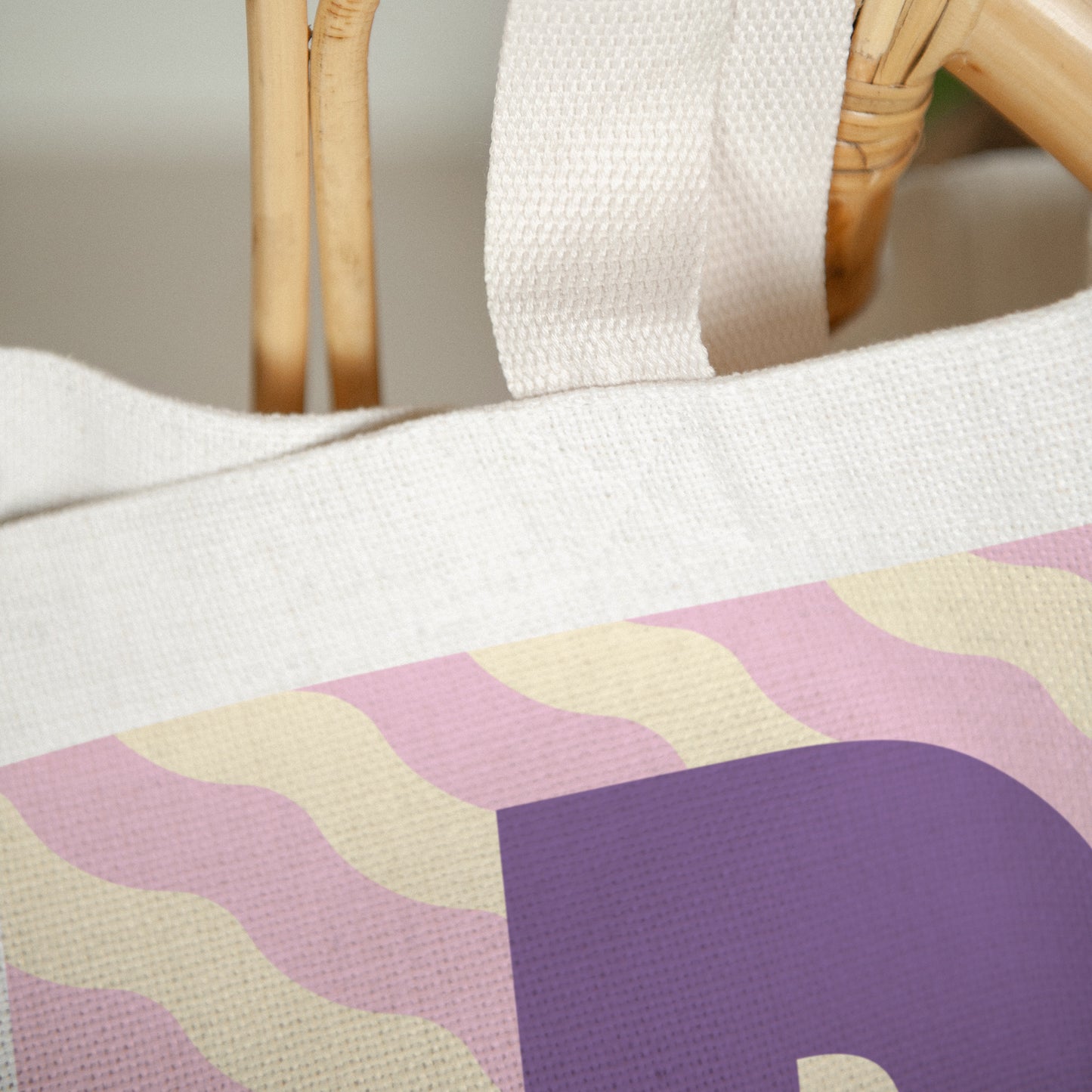 Tote bag Anse en toile Mon initial d'amour rose photo N° 3