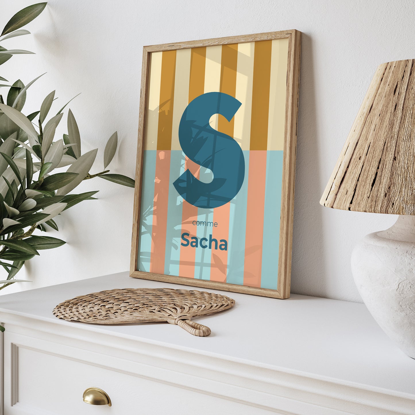 Affiche Naissance Portrait Colorful stripes blue II photo N° 5