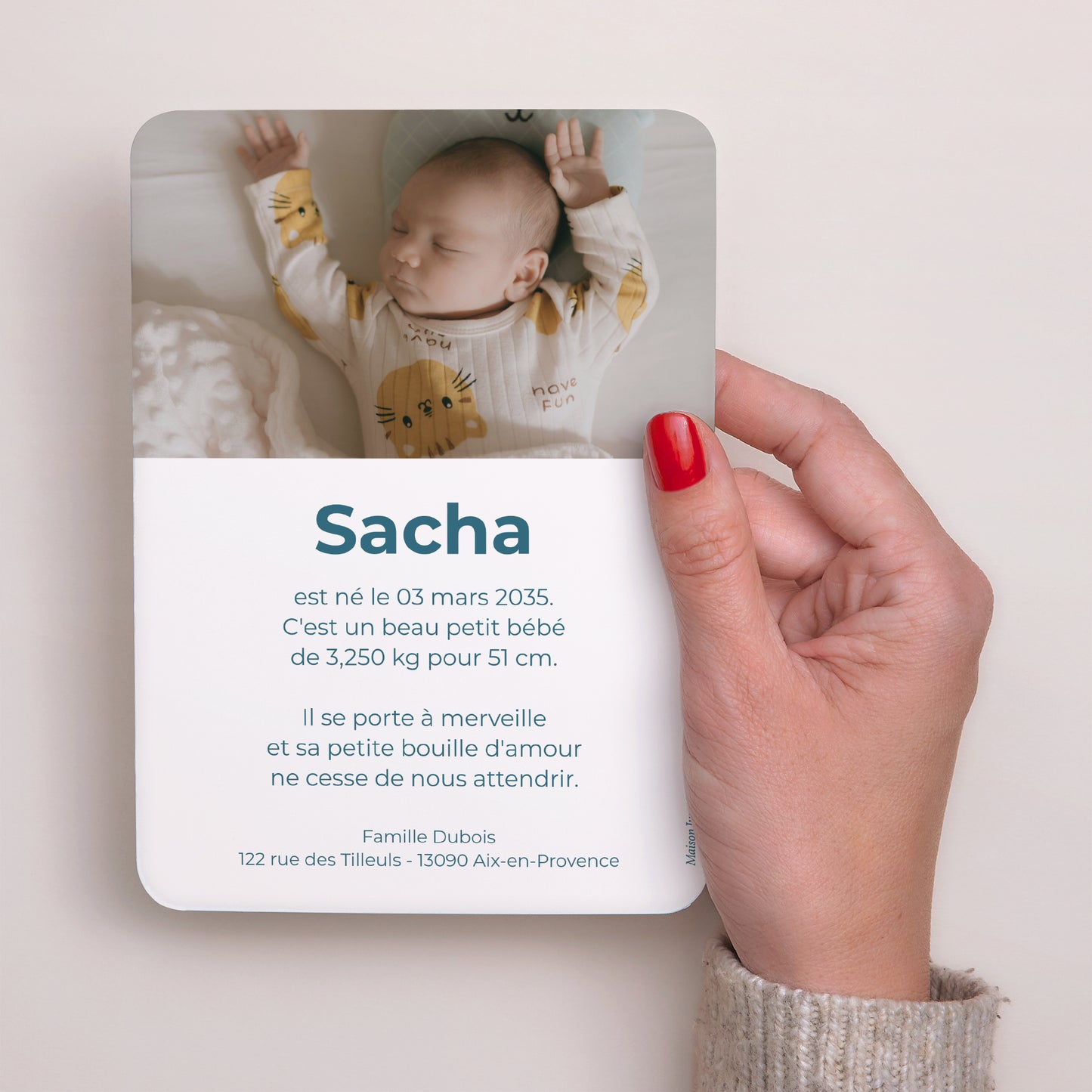 Faire-part Naissance Portrait, bords arrondis Colorful stripes blue II photo N° 3