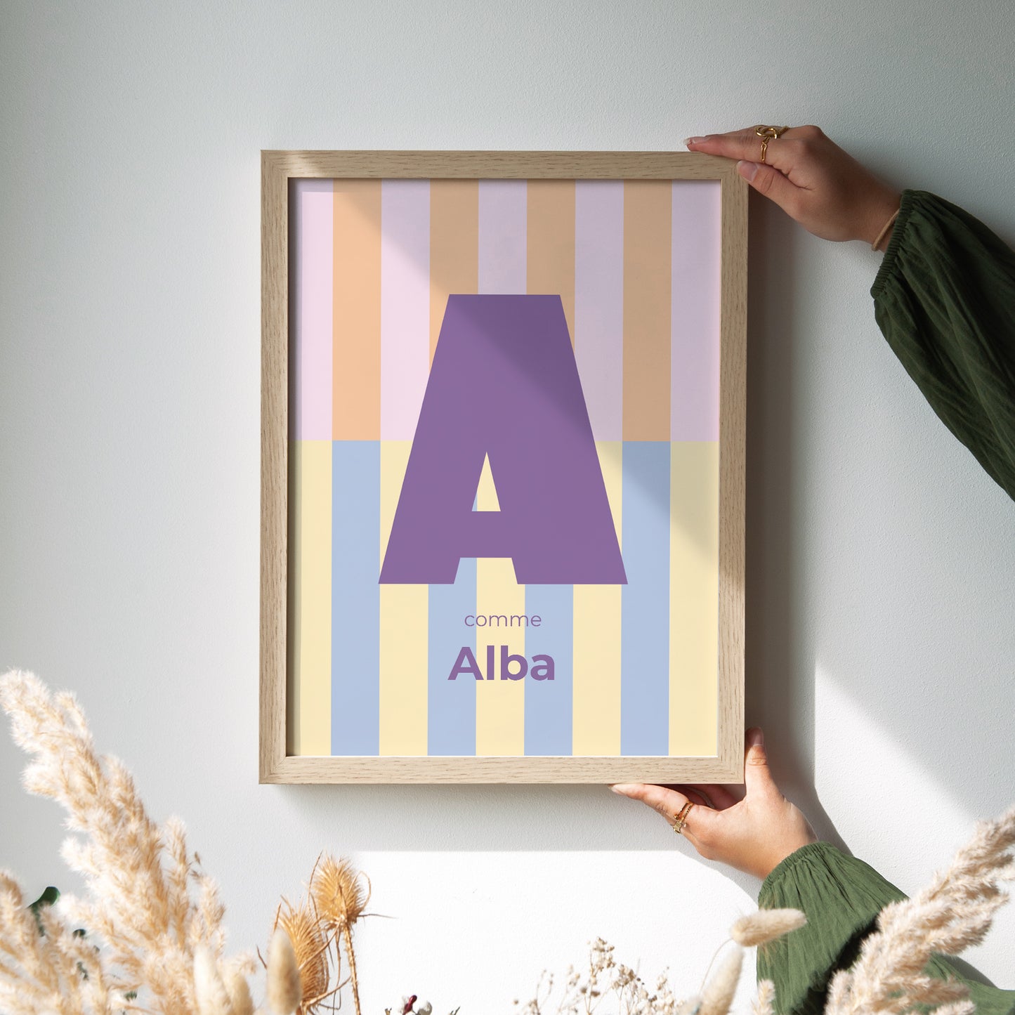 Affiche Naissance Portrait Colorful stripes pink II photo N° 2