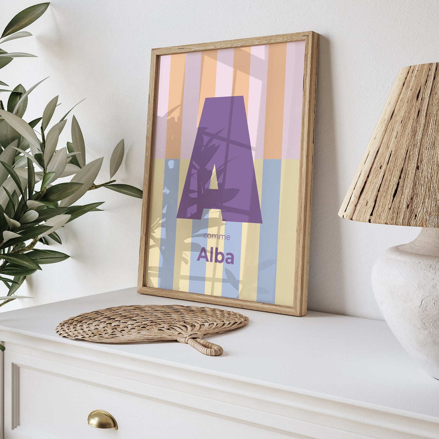 Affiche Naissance Portrait Colorful stripes pink II photo N° 5