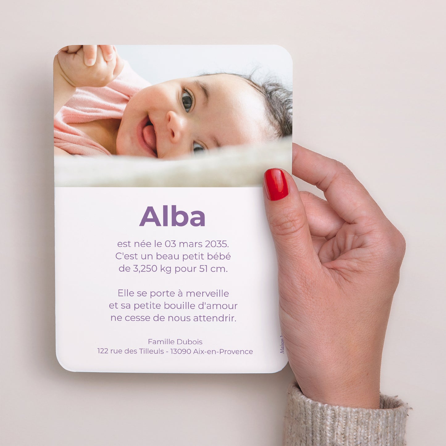 Faire-part Naissance Portrait, bords arrondis Colorful stripes pink II photo N° 3