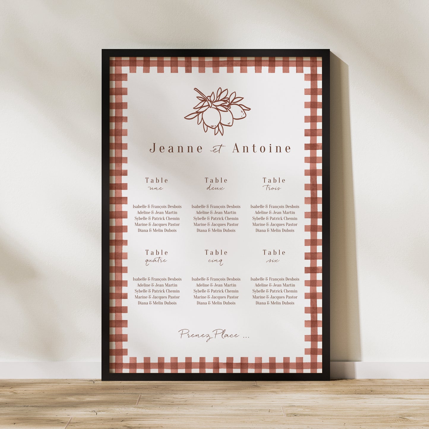 Plan de table Mariage Portrait 60 x 90 cm Amour Bucolique photo N° 1