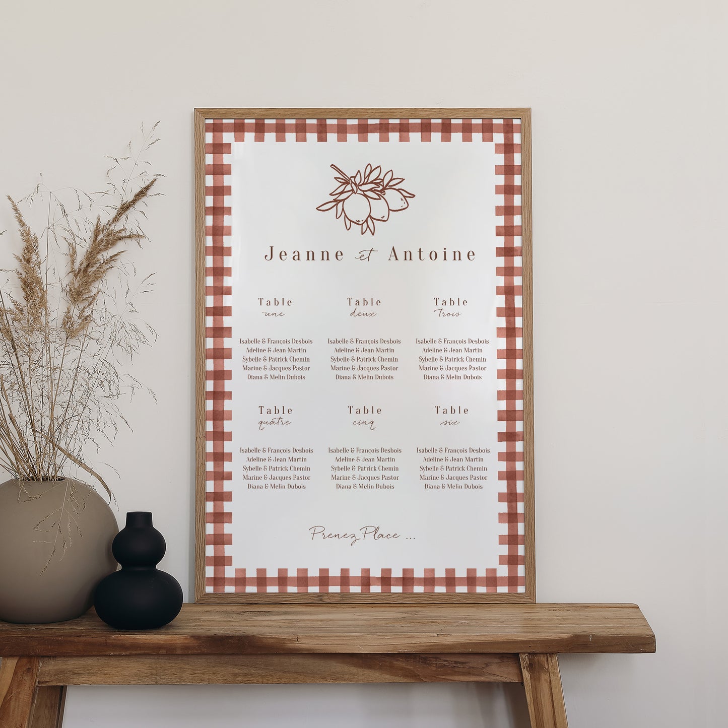 Plan de table Mariage Portrait 60 x 90 cm Amour Bucolique photo N° 2