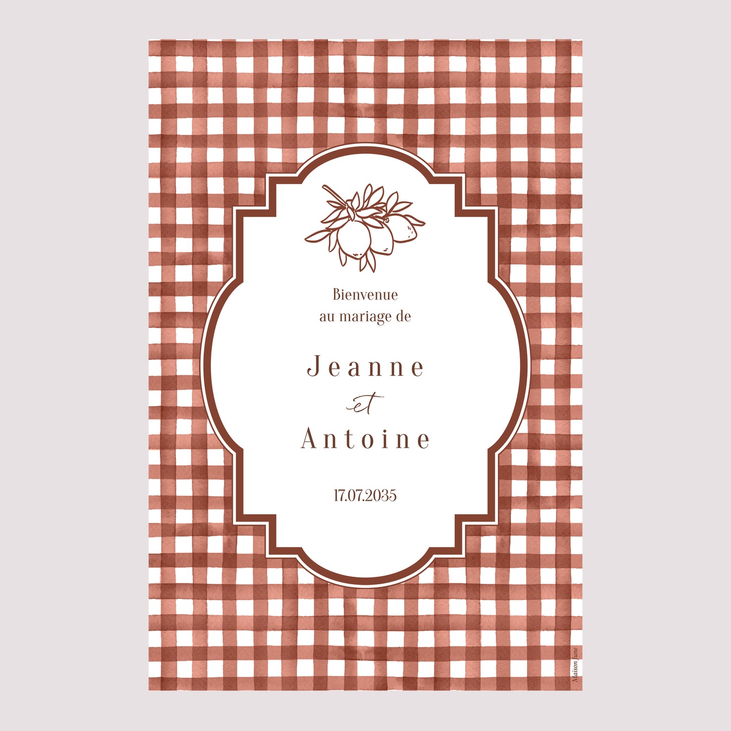 Panneau bienvenue Mariage Portrait 60 x 90 cm Amour Bucolique photo N° 2