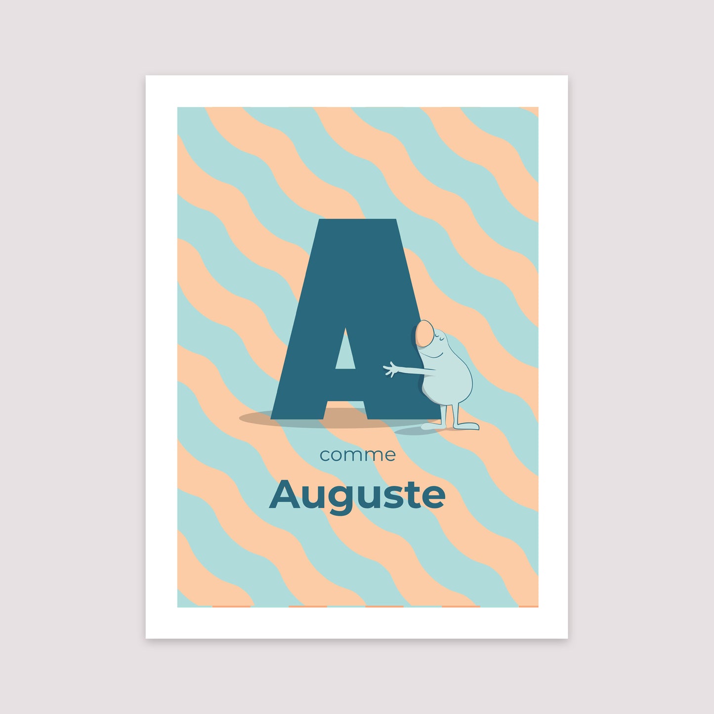 Affiche Naissance Portrait 30 x 40 cm Mon initiale d'amour bleu II photo N° 2