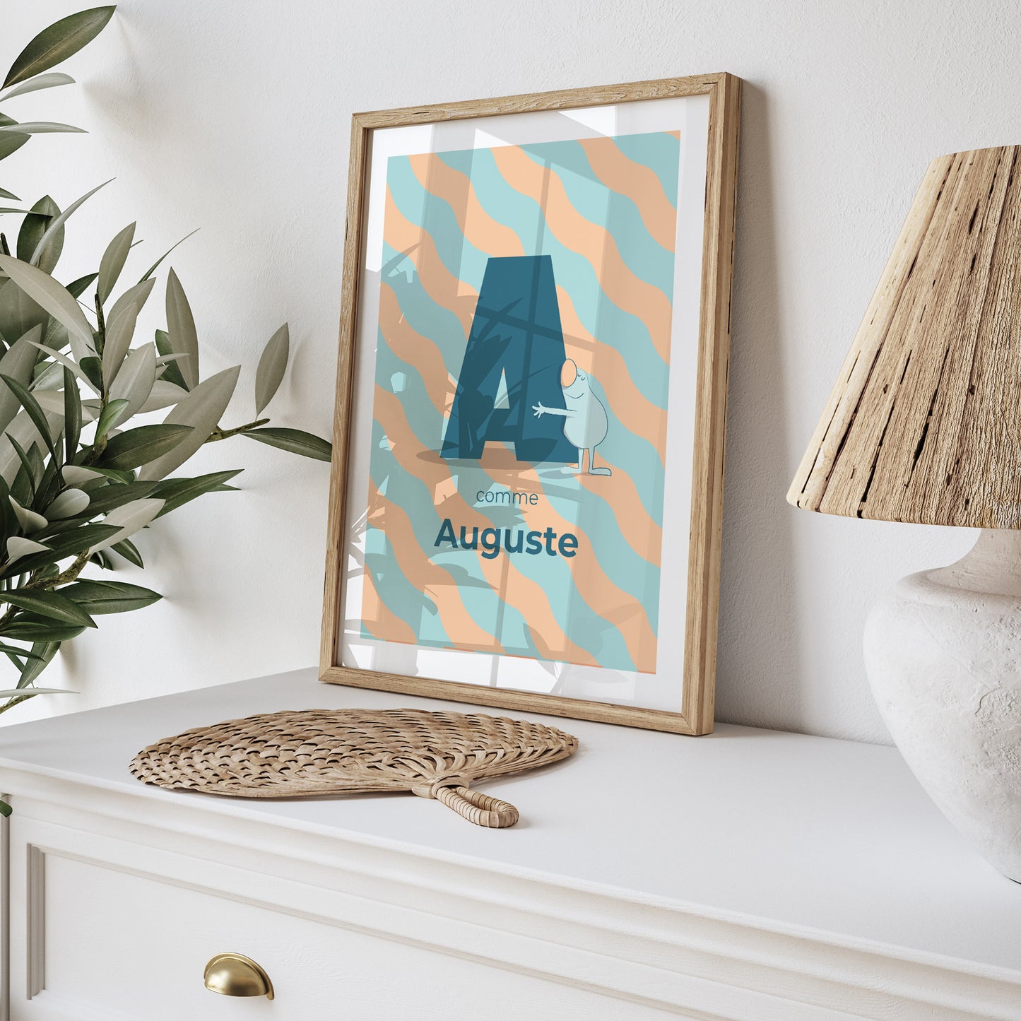 Affiche Naissance Portrait Mon initiale d'amour bleu II photo N° 5