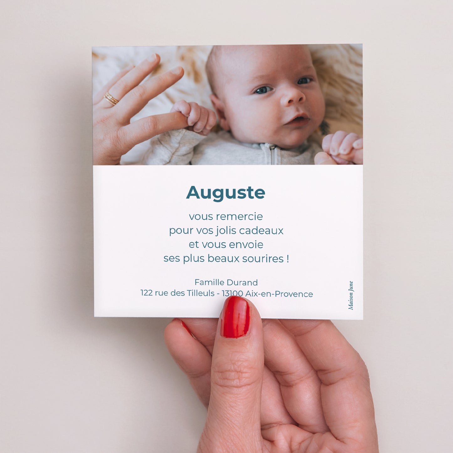 Remerciements Naissance Carré Mon initiale d'amour bleu II photo N° 3