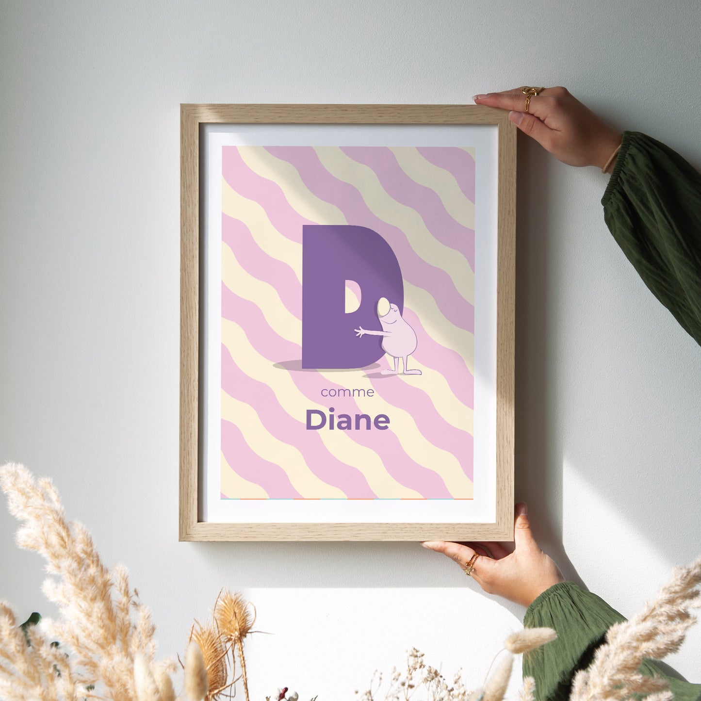 Affiche Naissance Portrait Mon initial d'amour rose II photo N° 2