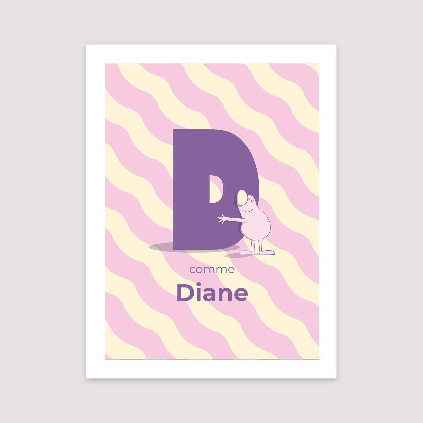 Affiche Naissance Portrait 30 x 40 cm Mon initiale d'amour rose II photo N° 2