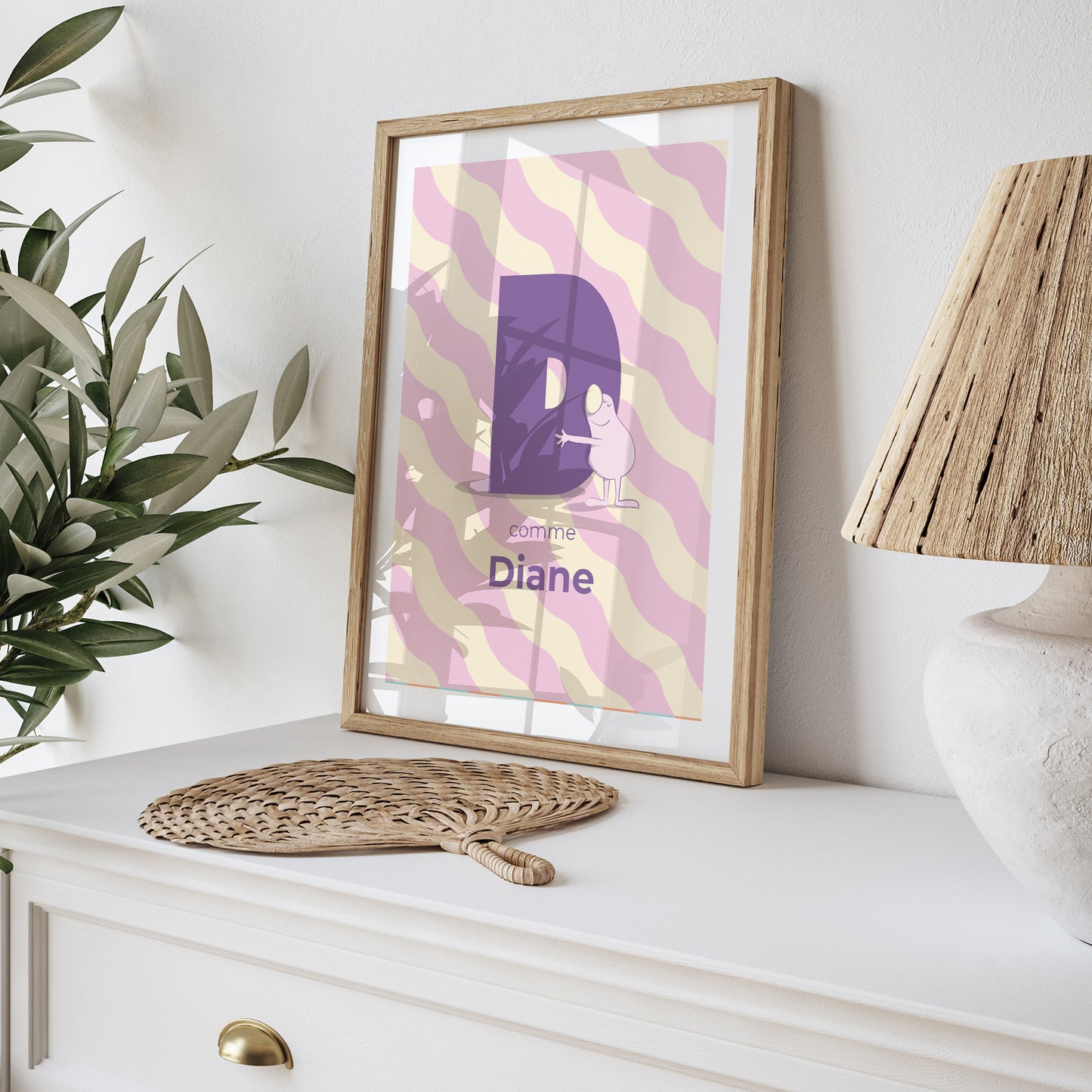 Affiche Naissance Portrait Mon initial d'amour rose II photo N° 5