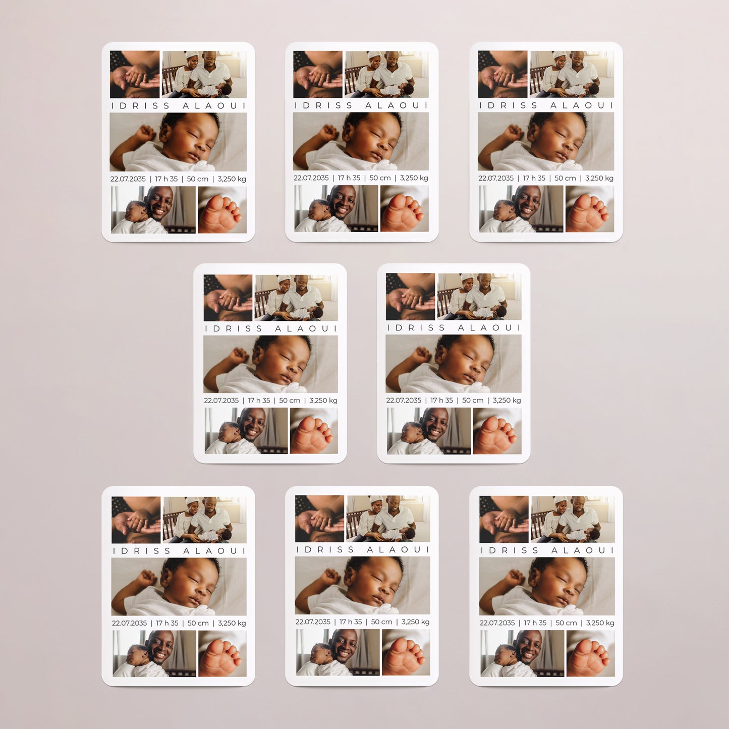 Faire-part Naissance Lot de 8, magnétique, rectangle coins arrondis Regards précieux photo N° 3