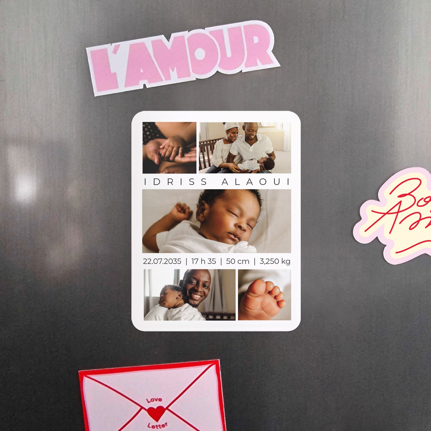 Faire-part Naissance Lot de 8, magnétique, rectangle coins arrondis Regards précieux photo N° 4