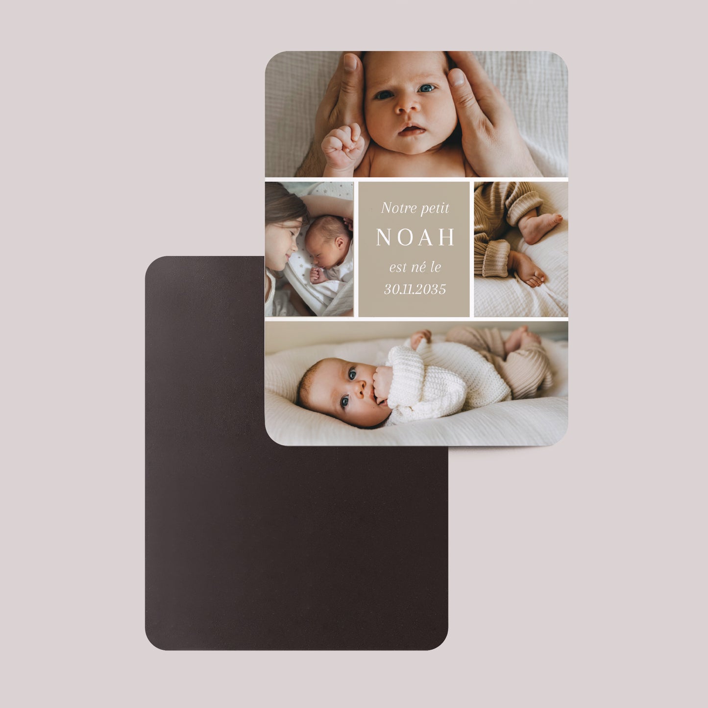 Faire-part Naissance Lot de 8, magnétique, rectangle coins arrondis Petits morceaux de nous photo N° 2