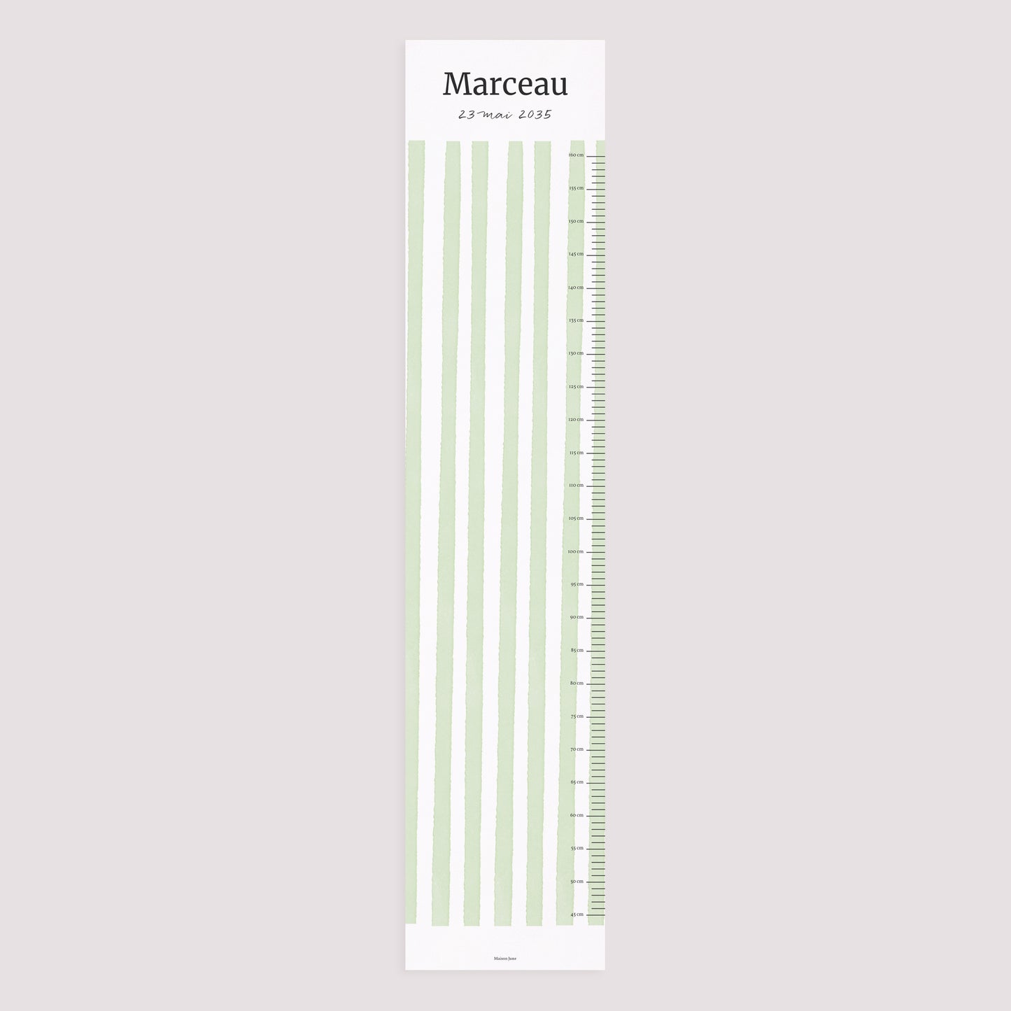 Toise Naissance Papier Rayures vertes claires photo N° 5