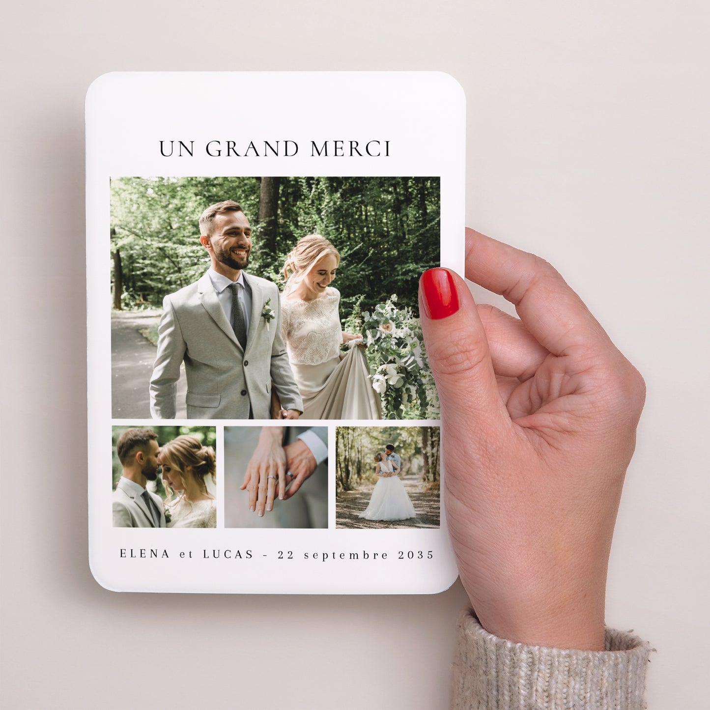 Remerciements Mariage Portrait, bords arrondis Jour de promesse photo N° 2