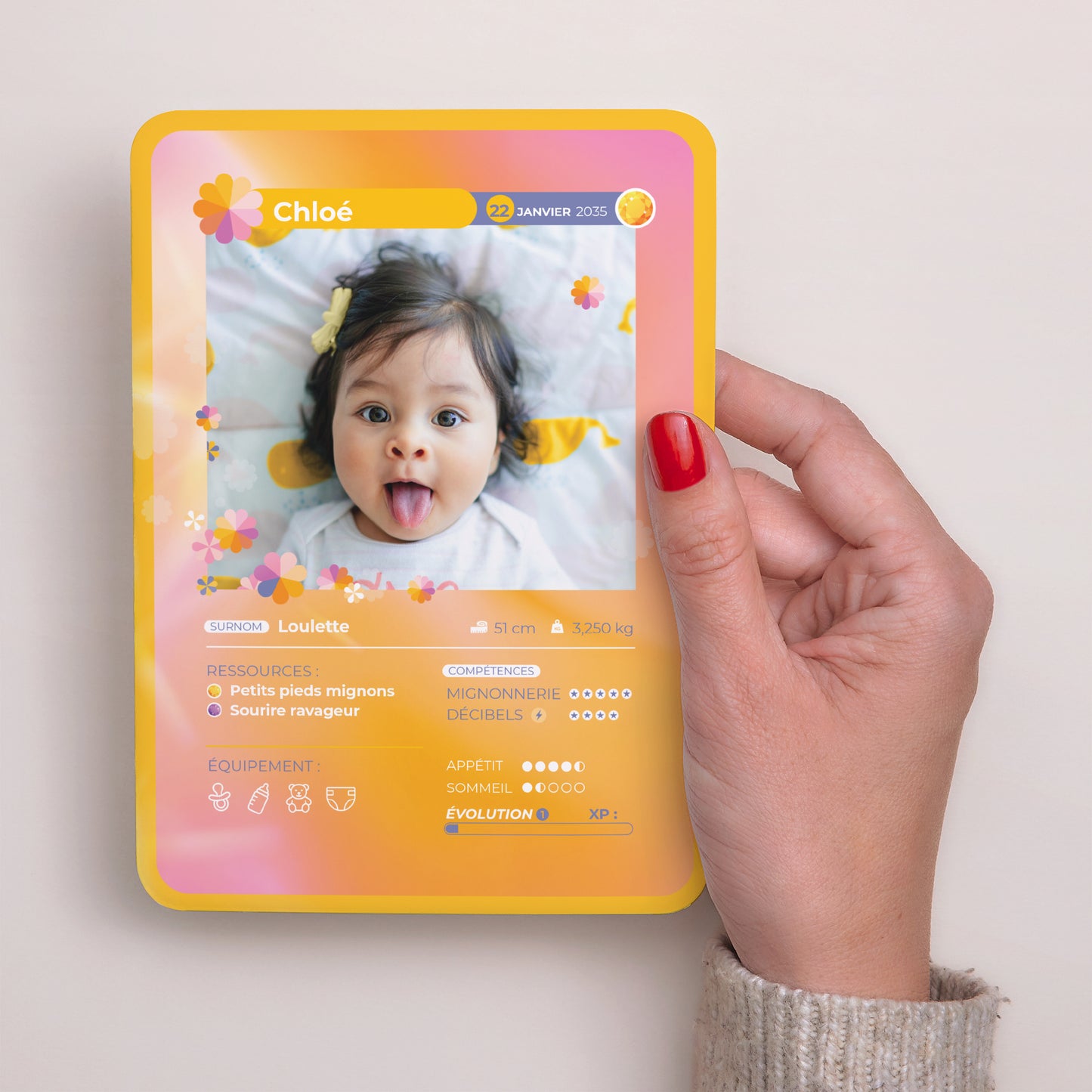 Faire-part Naissance Portrait, bords arrondis Carte Evolution 1 photo N° 2