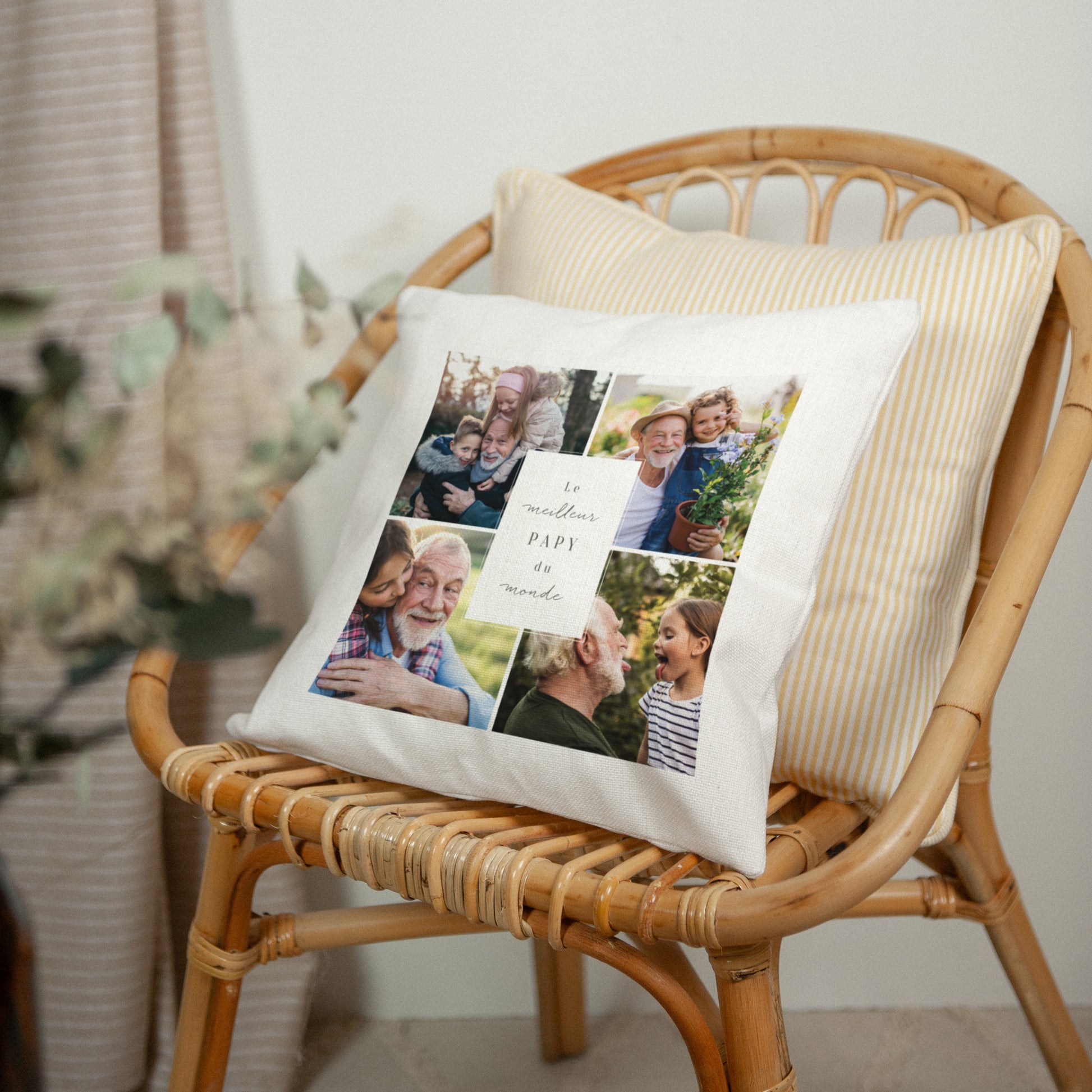 Coussin Beige naturel Le meilleur papy du monde photo N° 2