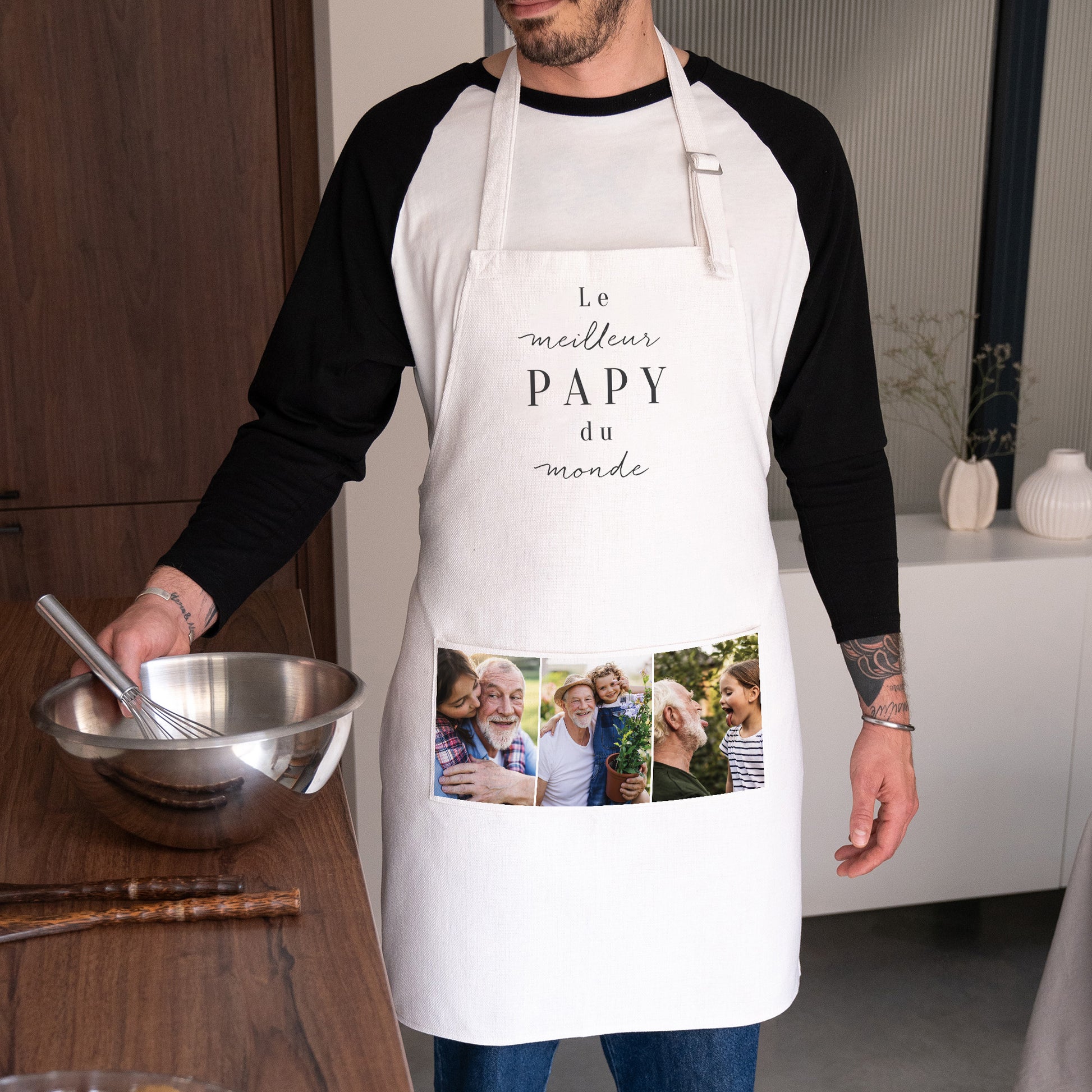 Tablier adulte Beige naturel Le meilleur papy du monde photo N° 1