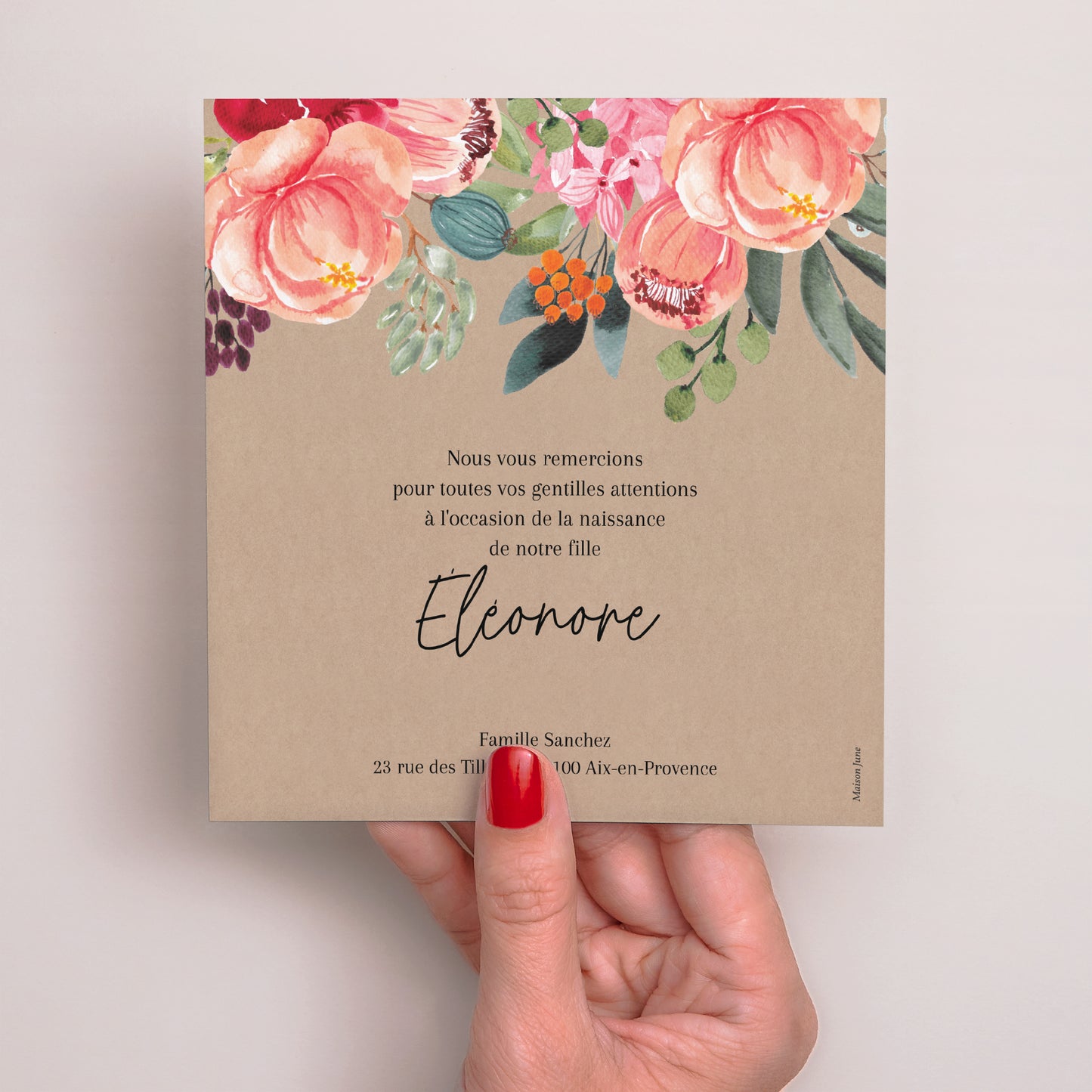 Remerciements Naissance Carré Baby Bloom photo N° 3