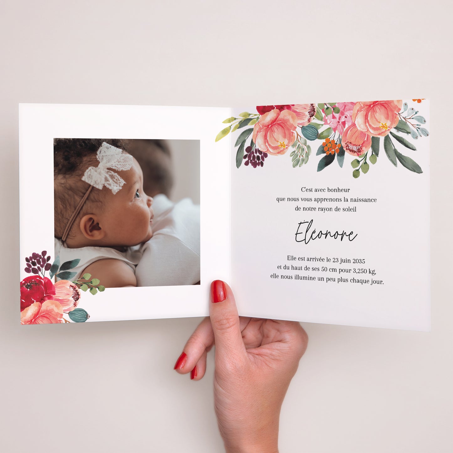 Faire-part Naissance Carré double volet Baby Bloom photo N° 2