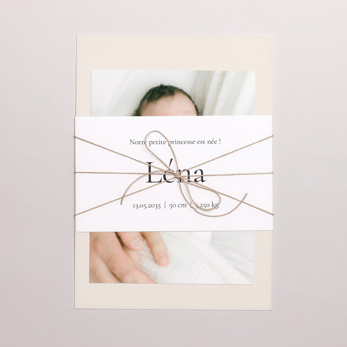 Faire-part Naissance 3 cartes, ruban Souffle de Tendresse photo N° 1