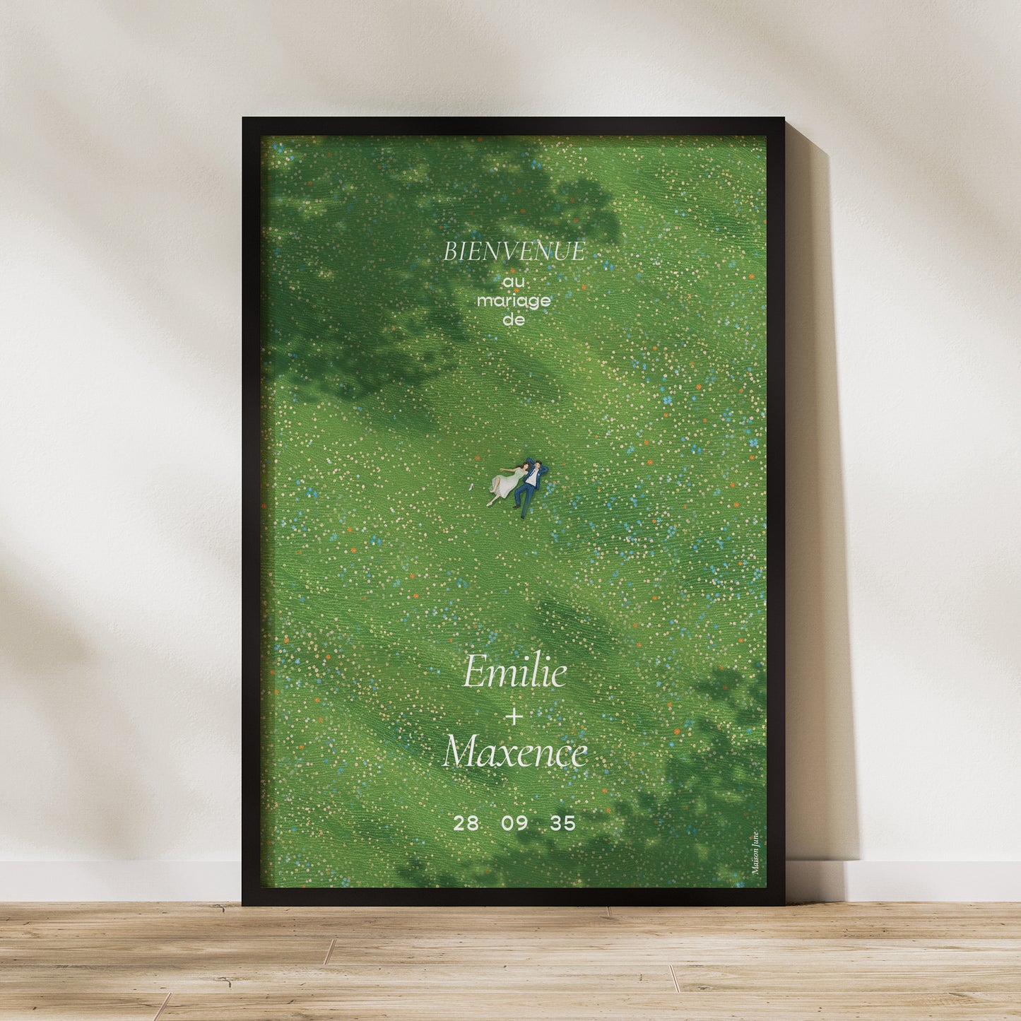 Panneau bienvenue Mariage Portrait 60 x 90 cm Pause amoureuse photo N° 1