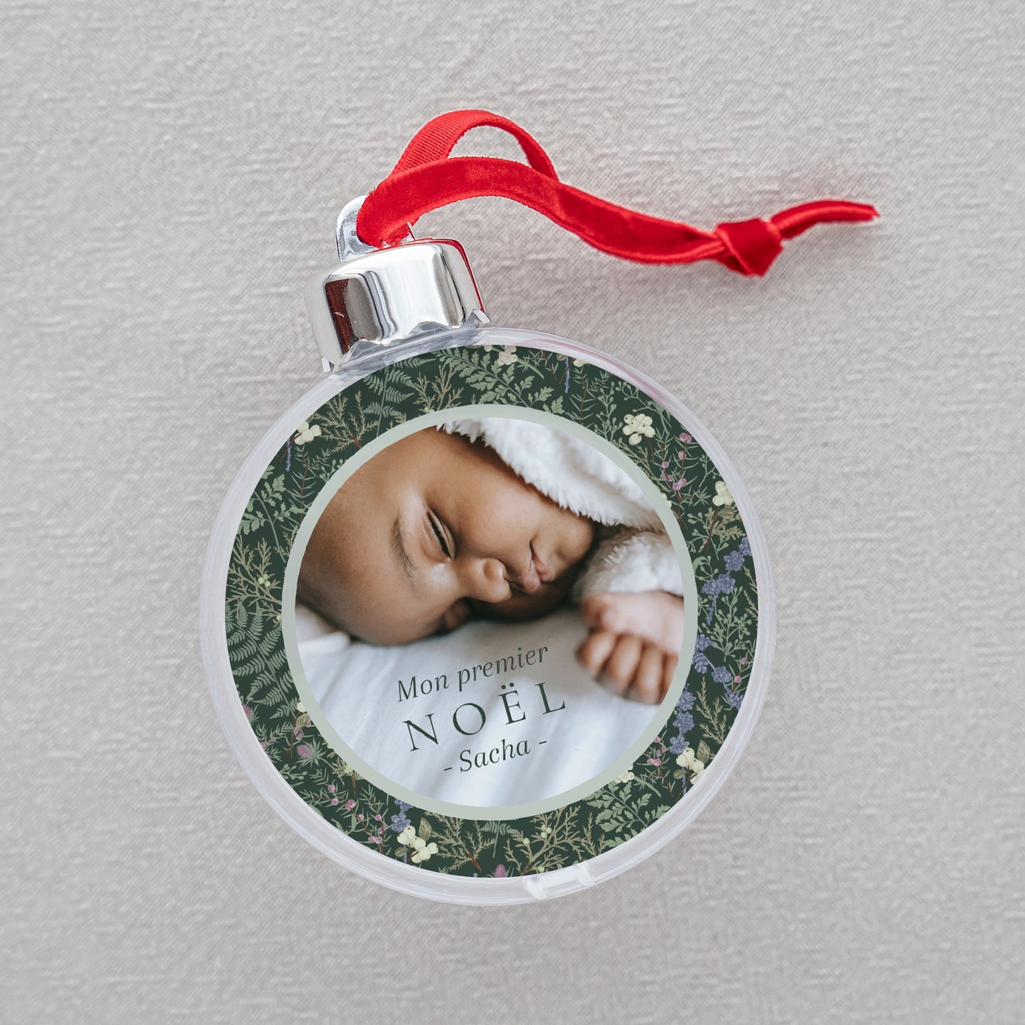 Boule de Noël Fin d'année Ronde Feuillages d’hiver photo N° 2