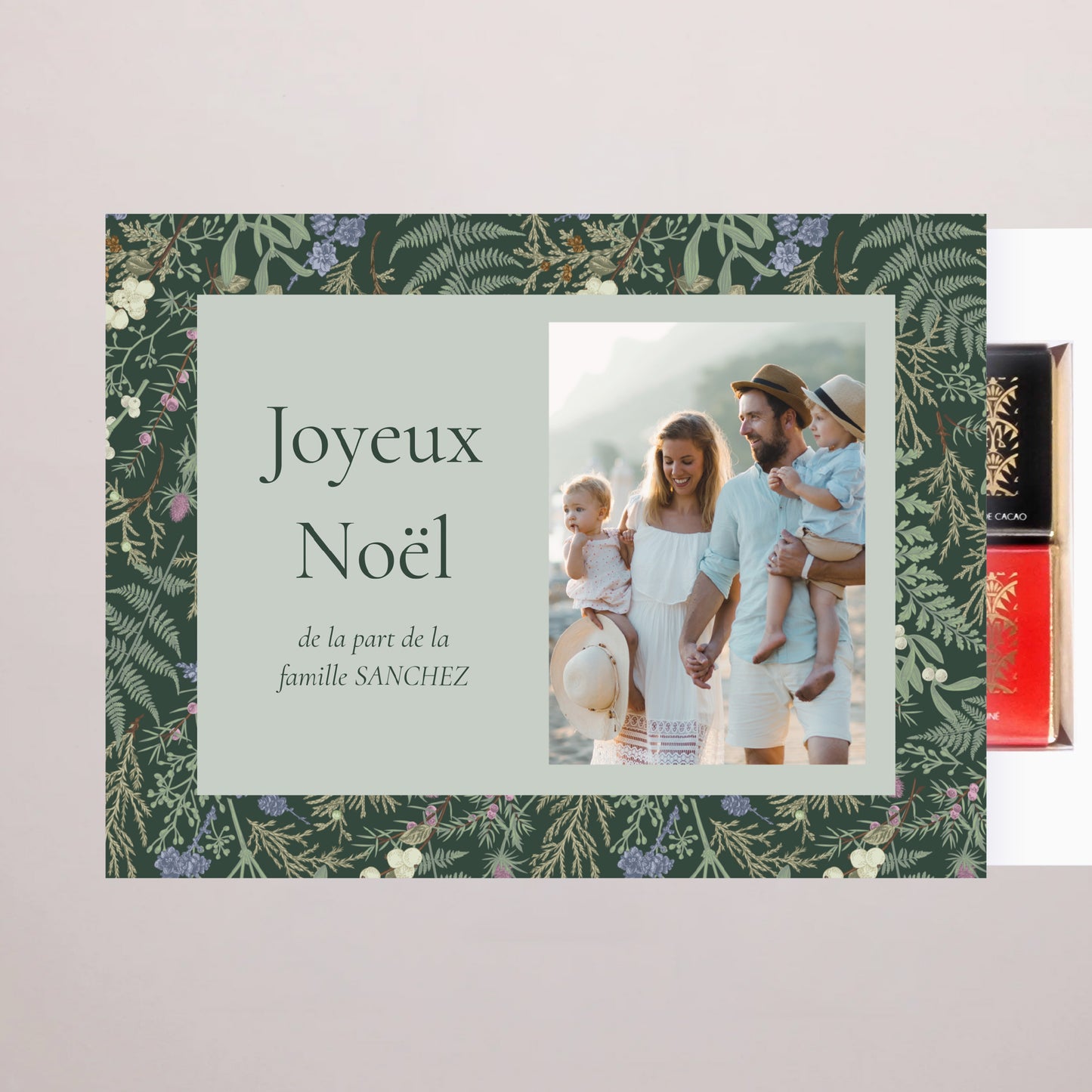 Boite chocolat personnalisée Fin d'année 6 chocolats Feuillages d’hiver photo N° 2