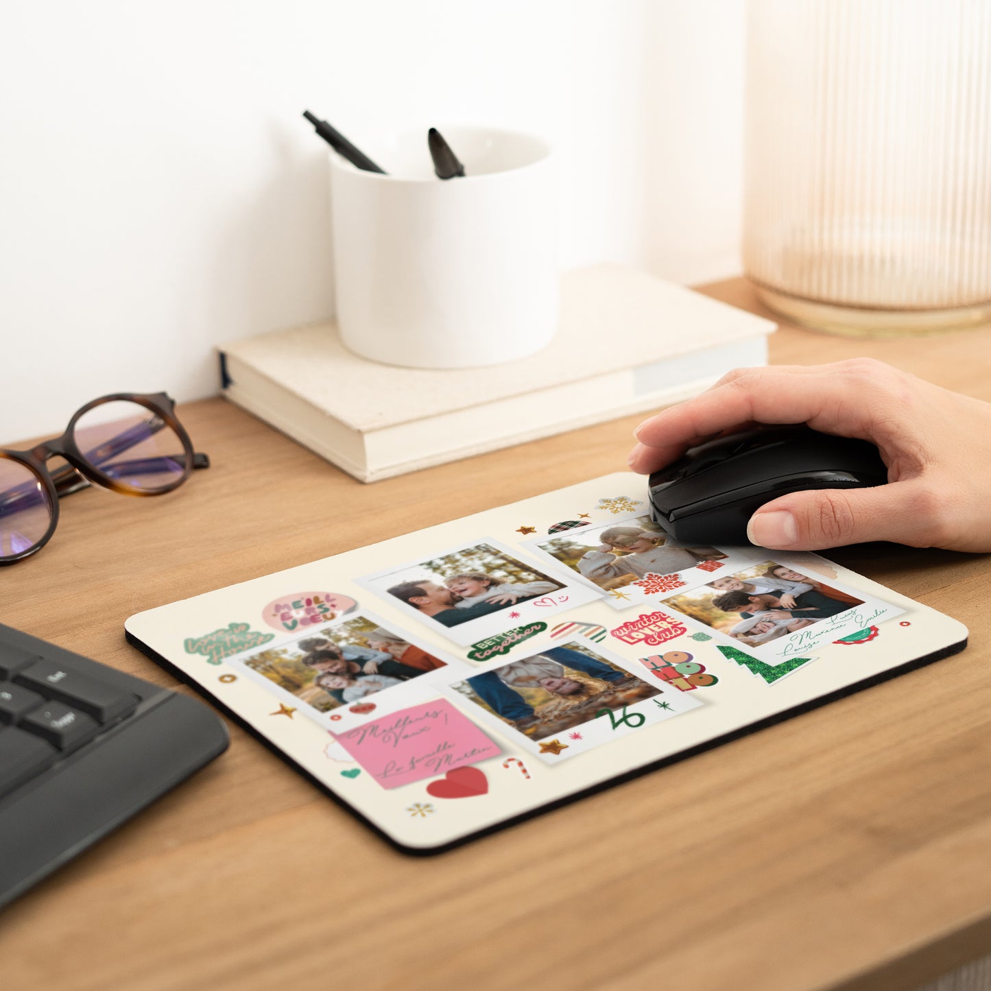 Tapis de souris Fin d'année Rectangle Polaroids hivernaux photo N° 2