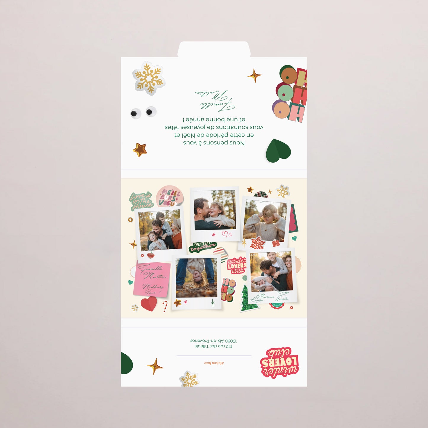 Boite chocolat personnalisée Fin d'année 6 chocolats Polaroids hivernaux photo N° 3