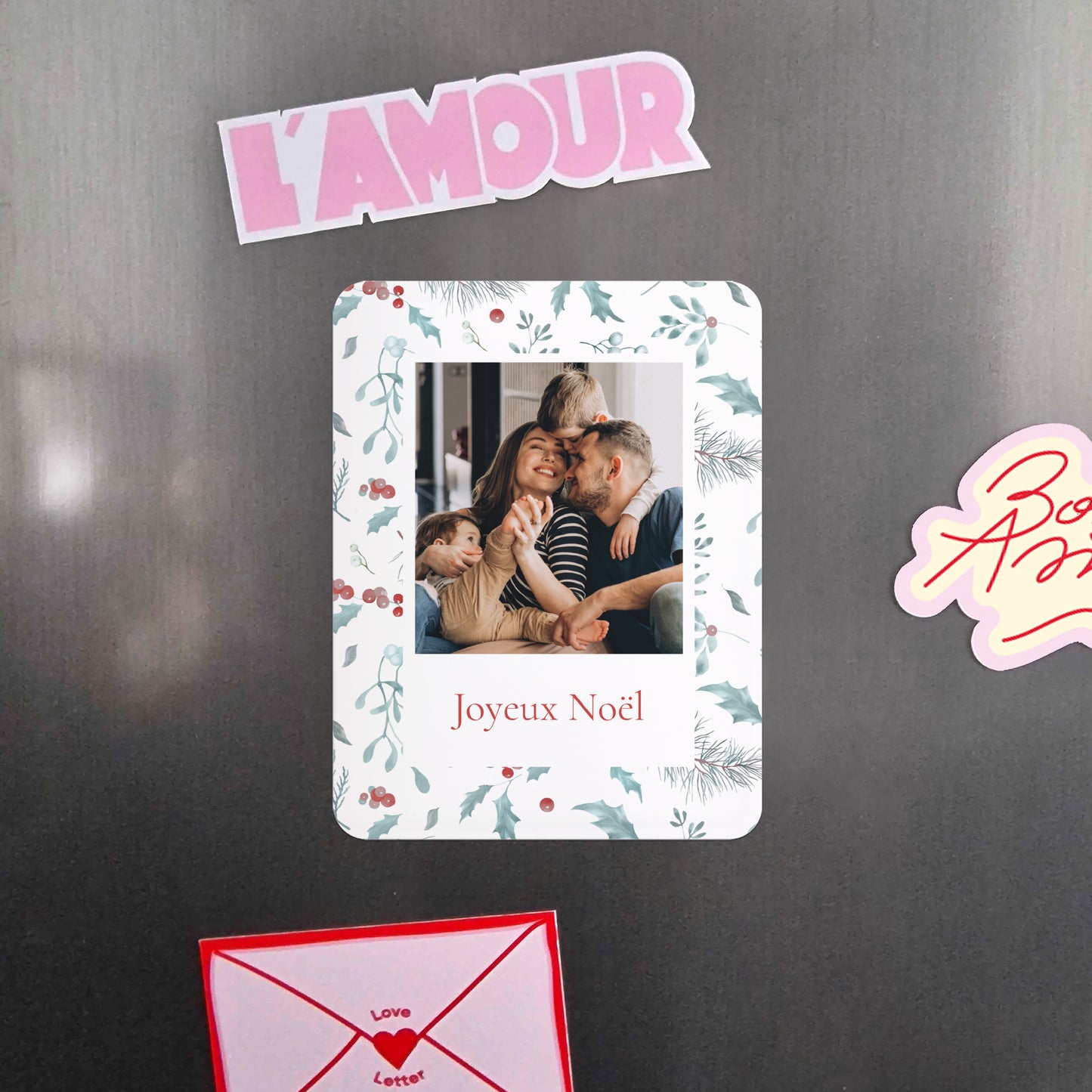 Carte de Noel Fin d'année Lot de 8, magnétique, rectangle coins arrondis Éclats de Houx photo N° 4