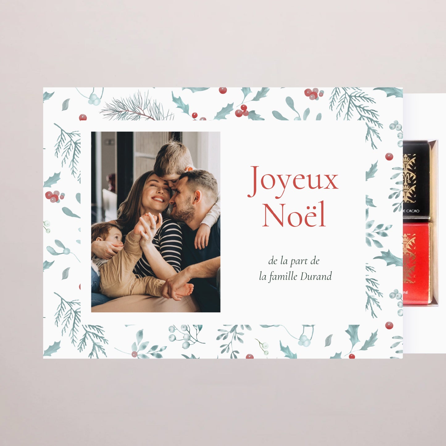 Boite chocolat personnalisée Fin d'année 6 chocolats Éclats de Houx photo N° 2