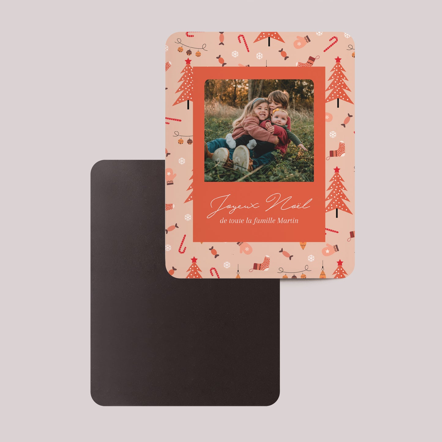 Carte de Noel Fin d'année Lot de 8, magnétique, rectangle coins arrondis Moments précieux photo N° 2