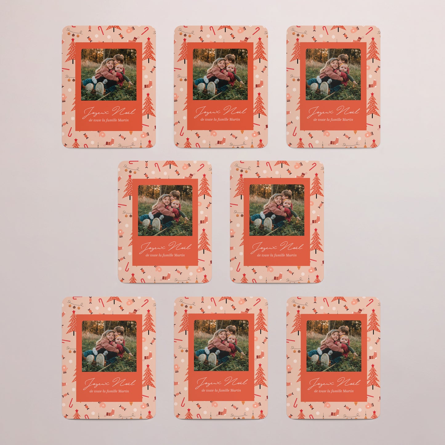 Carte de Noel Fin d'année Lot de 8, magnétique, rectangle coins arrondis Moments précieux photo N° 3