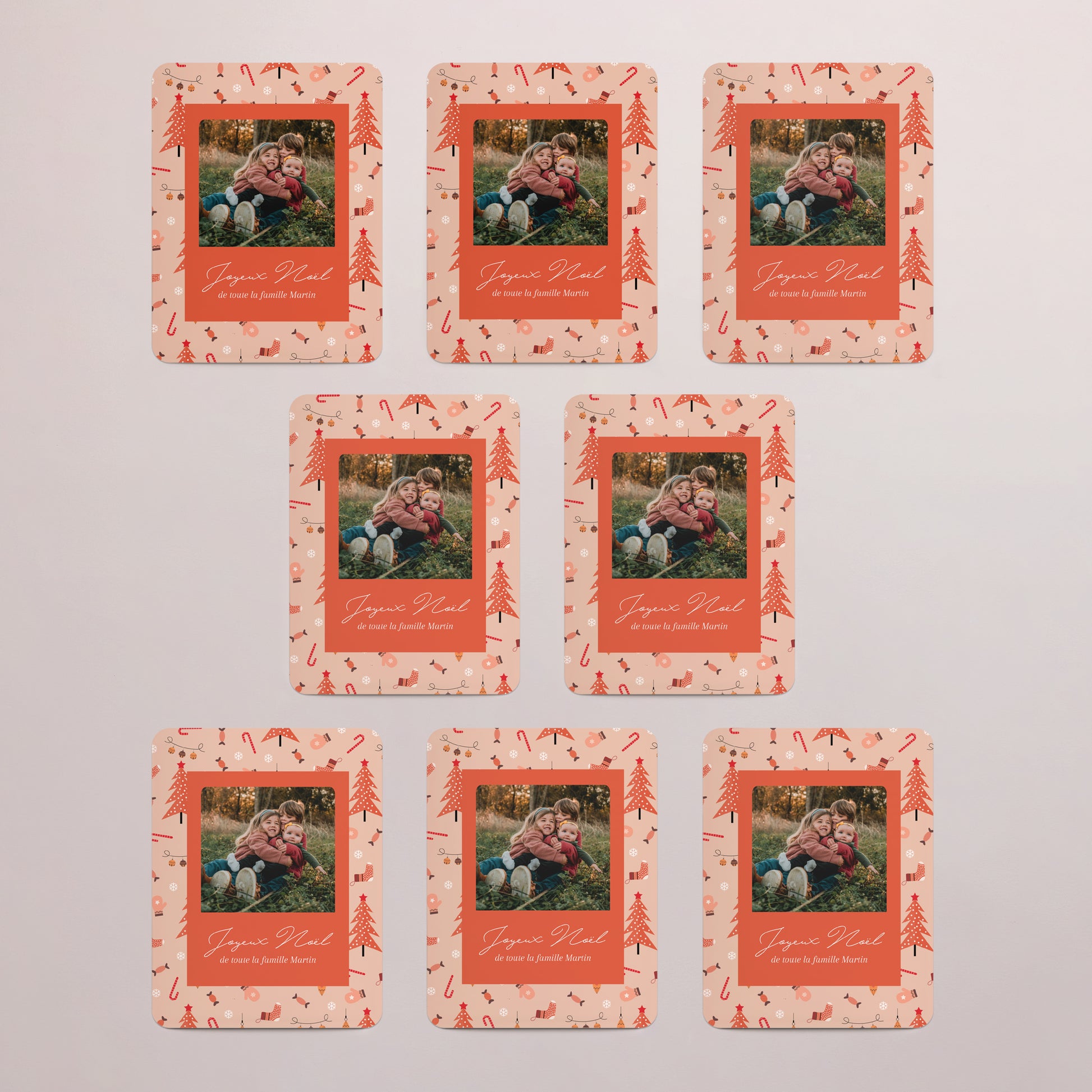 Carte de Noel Fin d'année Lot de 8, magnétique, rectangle coins arrondis Moments précieux photo N° 3